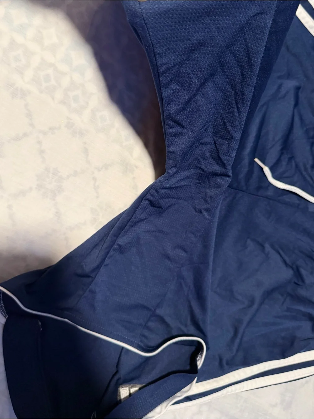 adidas Navy Athletic Shorts with White Three-Stripes size L